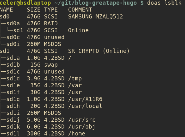 Output of my lsblk command, showing a LOT of partitions in use.