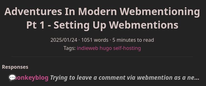 A webmention snippet on my previous blog post